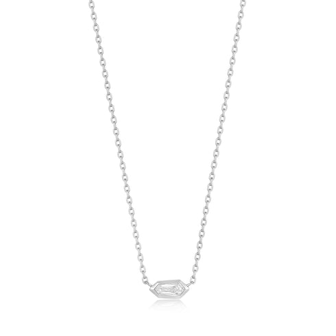 Silver Sparkle Emblem Chain Necklace